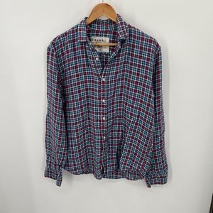 Frank & Eileen Men Size M Blue Check Plaid Linen Long Sleeve Button Down Shirt